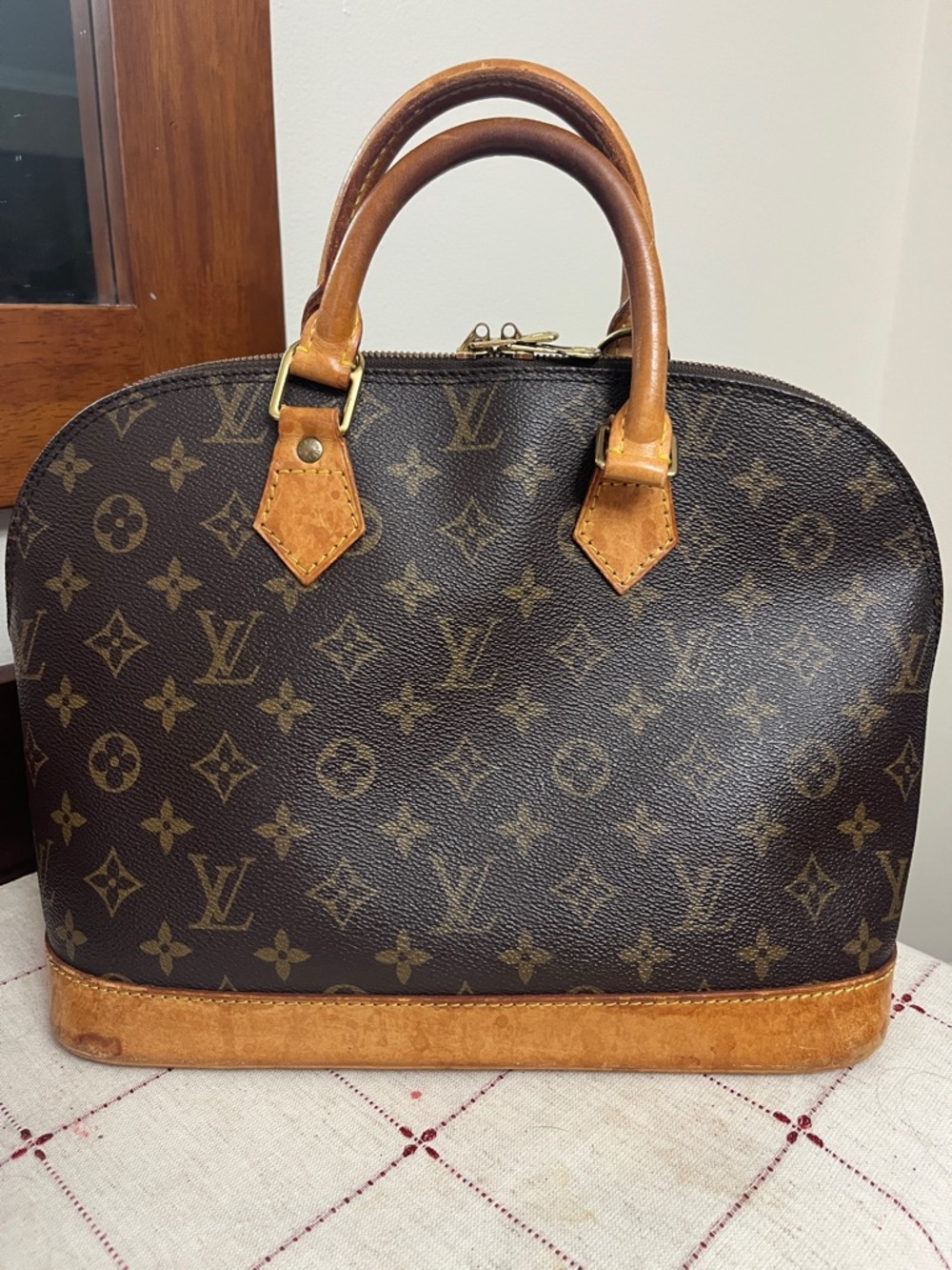 Louis Vuitton Monogram Alma Satchel in Brown and Tan